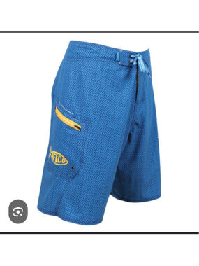 AFTCO Men’s Size 38 Stingray Board Shorts Blue 10” Inseam Fishing Multi Pocket